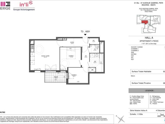 Appartement de 62.8 m² à BEZONS