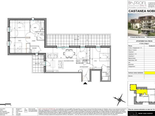 Appartement de 89 m2 avec trois chambres et terrasse 89m² Evian les Bains