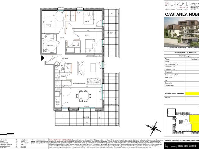 Appartement de 97,73 m2 avec terrasse de 43,70 m2 97m² Evian les Bains