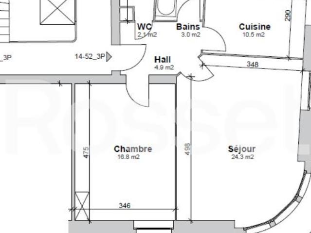 Appartement de 3 pièces au 5ème étage avec balcon