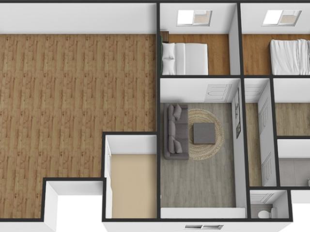 Appartement de 3 pièces + grenier et terrain à Val des Prés
