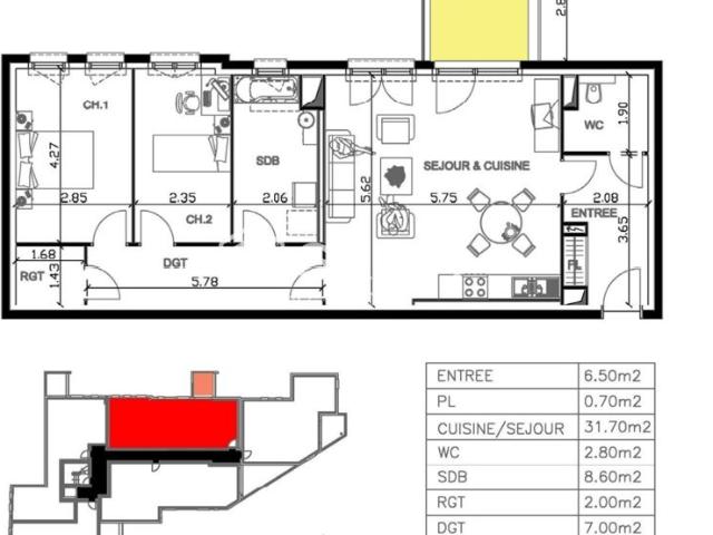 Appartement de standing T3,2ch à Lexy