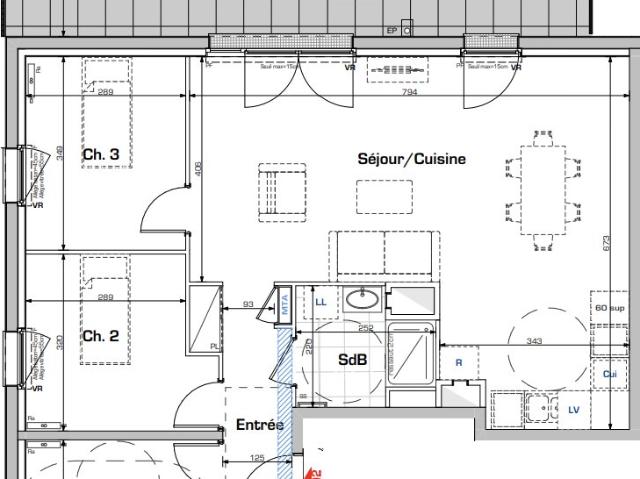 Appartement dernier étage avec terrasse Quartier recherché des Coteaux de la Seille