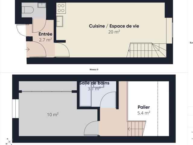 Appartement en duplex 44m2 deux pièces