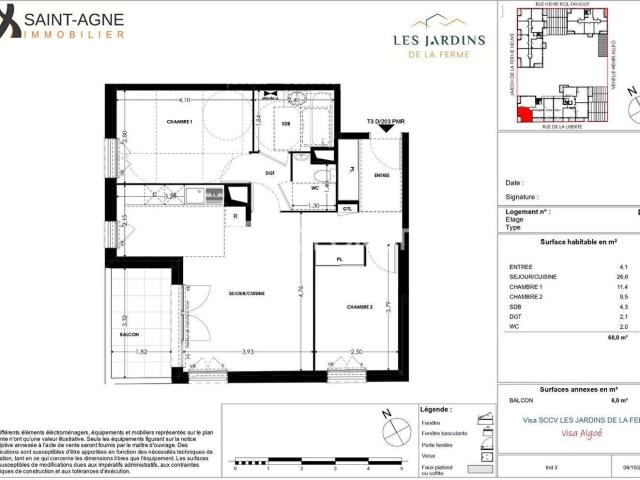 Appartement Grigny 3 pièce s 60 m2