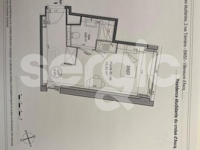 Appartement Lille, location Studio de 22m²