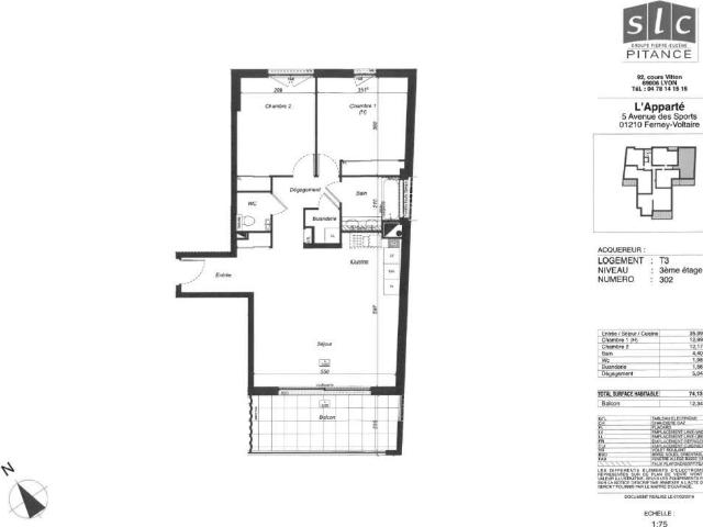 Appartement meublé 3 pièces 74 m²