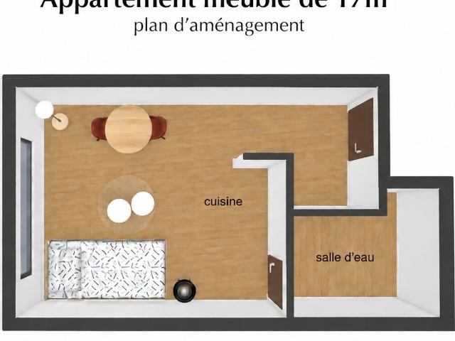 Appartement meublé 1 pièce 17 m²