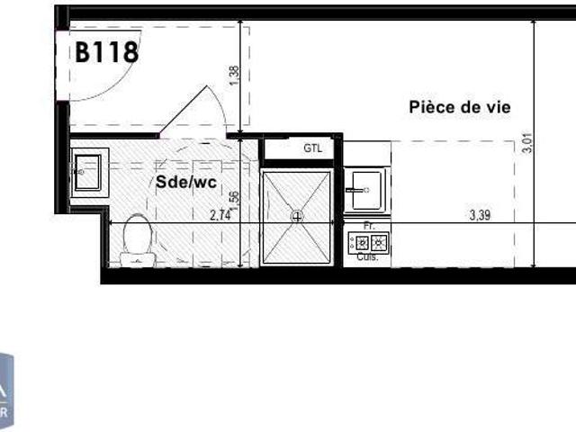 Appartement meublé 1 pièce 19 m²