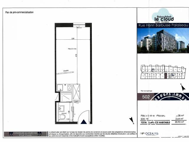 Appartement meublé 1 pièce 21 m²