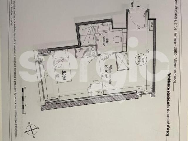 Appartement meublé 1 pièce 24 m²