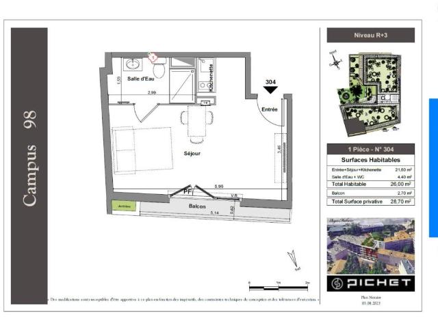 Appartement meublé 1 pièce 28 m²