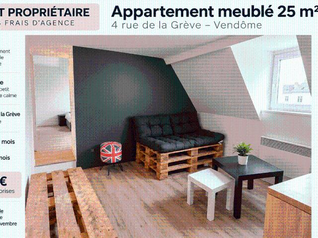 APPARTEMENT MEUBLÉ À LOUER – VENDÔME CENTRE– DIRECT PROPRIÉTAIRE