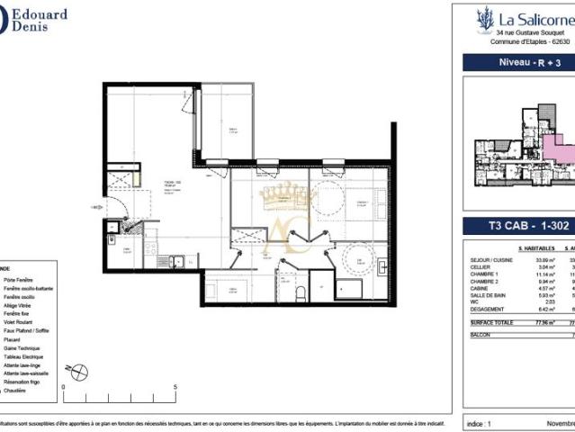 Appartement neuf à vendre avec 3 pièces à Étaples