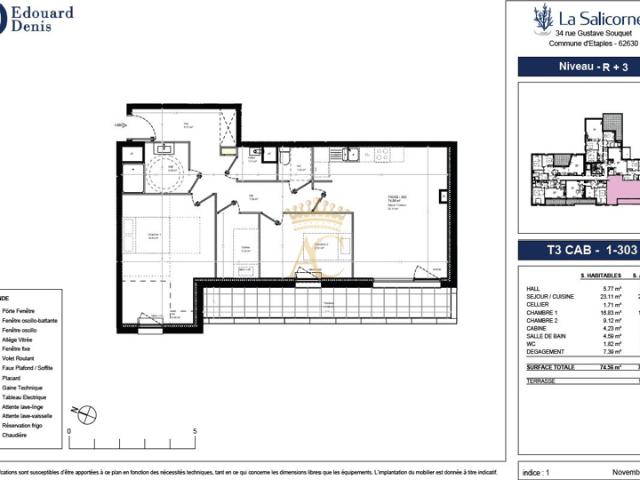Appartement neuf à vendre avec terrasse 3 pièces à Étaples