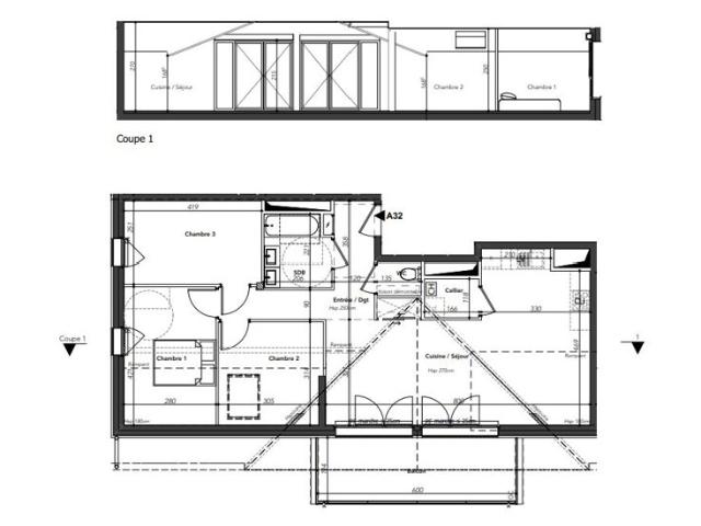 Appartement neuf T4 de 79,99m2, surface utile de 91,79m2