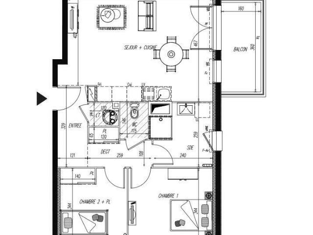 Appartement 3 pièces 64 m²