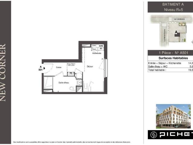 Appartement Studio 19.5m2 à louer au havre | Pichet