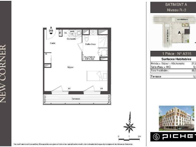 Appartement Studio 33.5m2 à louer au havre | Pichet