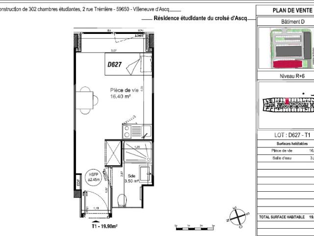 Appartement Studio à louer Lille, 19m²