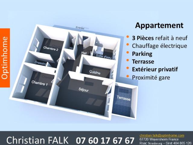 Appartemente 3 pièces, espace extérieur, parking
