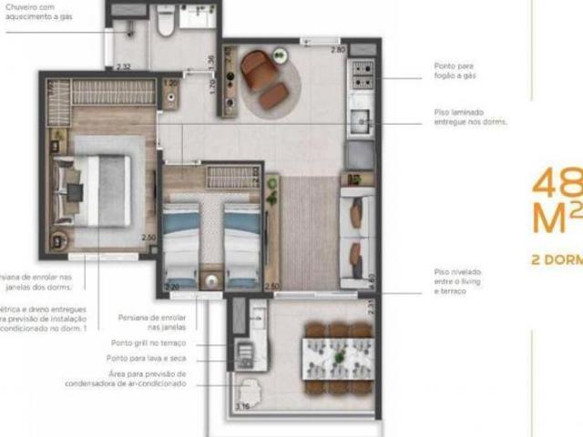 APTO MITRE! 264 APARTAMENTOS À 350 METROS DO METRÔ PENHA: 2 DORMS, SALA, COZ, 1 WC, LAV, SACADA