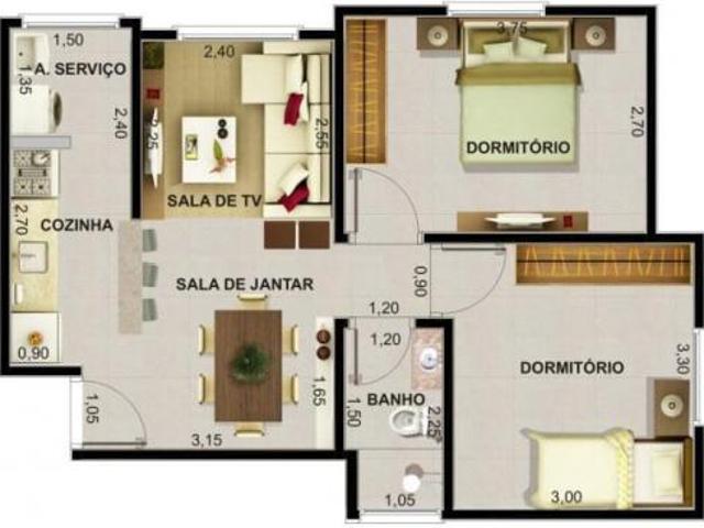 Apto 2 Dorms Totalmente Mobiliado – Res. das Américas – 6º Andar | Sol da Manhã