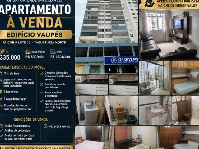 APTO 3 QUARTOS NA CNB 5 TAGUATINGA NORTE | 71M² | GARAGEM | ACEITA FINANCIAMENTO