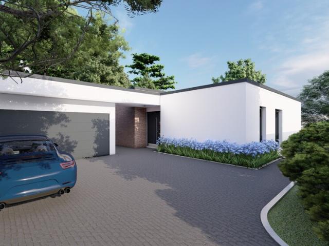 Architektenvilla am Waldrand Bauhausbungalow mit Dachterrasse, Doppelgarage und exklusiver Privatsphäre
