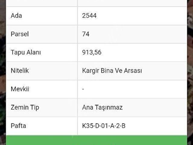 Argıncık Kentsel Dönüşüm Bölgesinde Yatırımlk 913 m Kupon Arsa