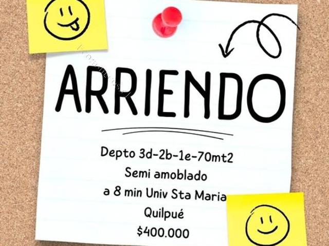Arriendo año corrido depto 3d 2b 1e 70mt2 Quilpué