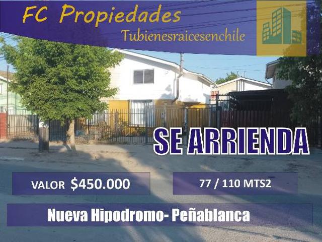 Arriendo casa de dos pisos en Peñablanca
