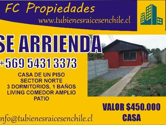 Arriendo casa de un piso sector Norte de Villa Alemana