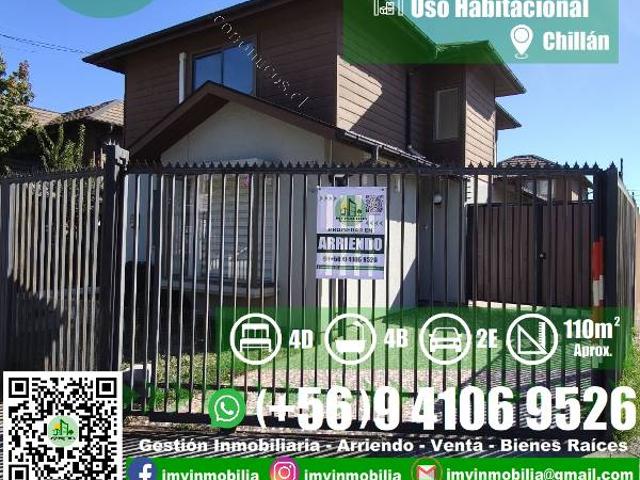 Arriendo Casa de 4D y 4B en excelente barrio. Chillán