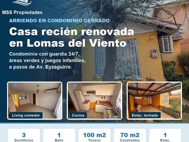 Arriendo Casa Puente alto Av eyzaguirre con lomas del viento