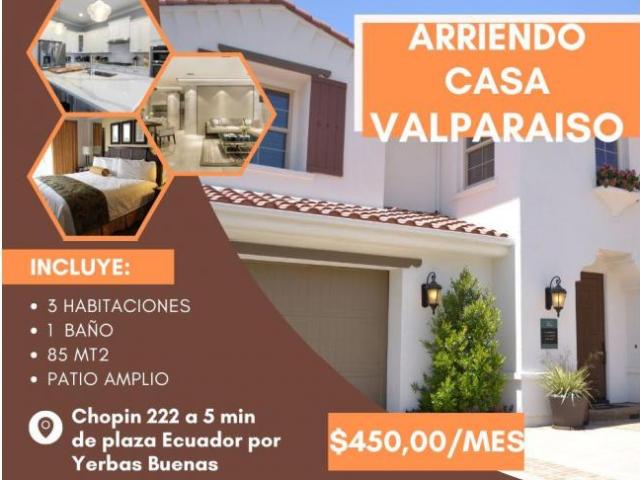 Arriendo Casa 3d 1b 85mt2 C° Bellavista Valparaíso, Valparaíso Capital, Casas en Arriendo