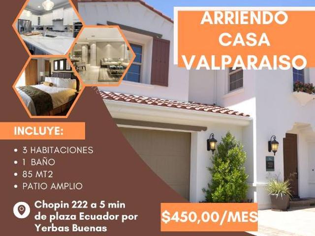 Arriendo Casa 3d 1b 85mt2 C° Bellavista Valparaíso