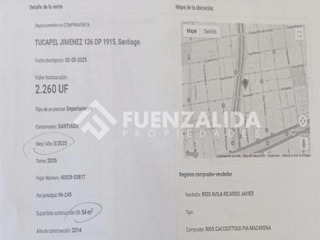 Arriendo de Departamentos en Quinta Normal | Arriendo departamento en Quinta Normal 2 dorm, 1 baño 2 Dormitorios por CLP 260000.00