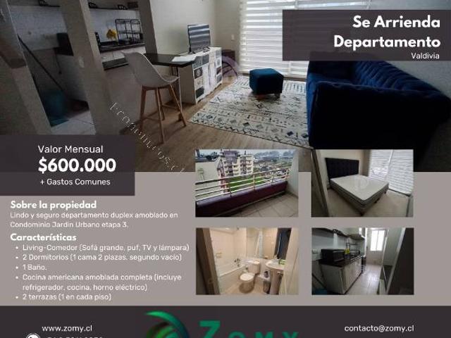 Arriendo Departamento Dúplex Amoblado Jardín Urbano