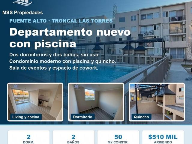 Arriendo Departamento Puente alto cardenal oviedo con av troncal las torres