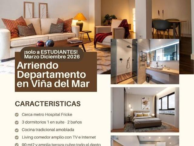 Arriendo marzo dic 2026 depto 3d 2b Viña del Mar