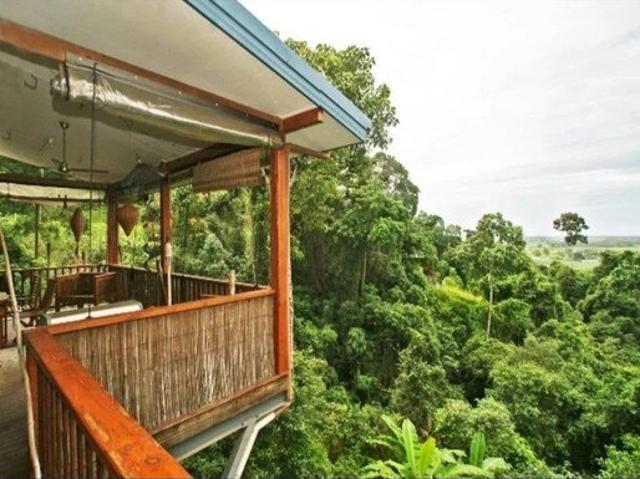Award Winning Chris Van Dyke Pole Home Ocean Views to Green Island Rainforest Retreat with Seasonal Waterfall Creek