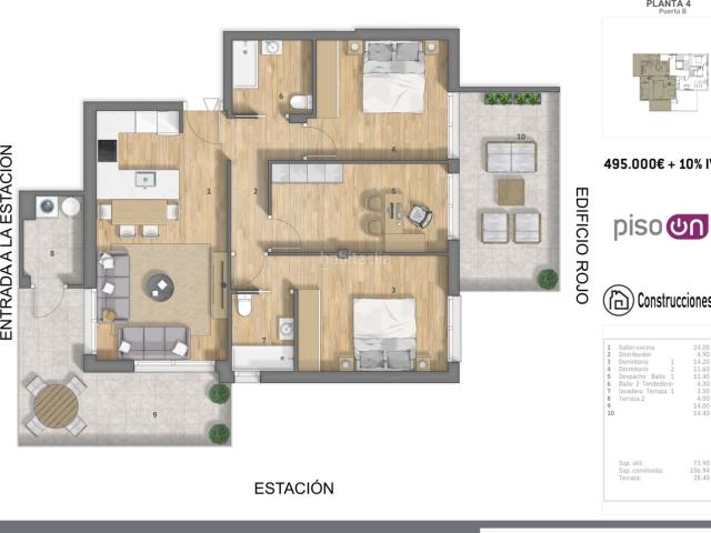 Ático en venta en Amorebieta Etxano. Obra Nueva Martija. Atico con 2 terrazas de 14m². Áticos Amorebieta.