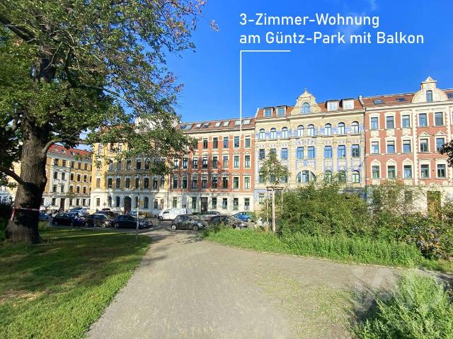 Attraktive Kapitalanlage: 3 Zimmer Wohnung mit Balkon und Blick auf den Güntz Park in Stötteritz