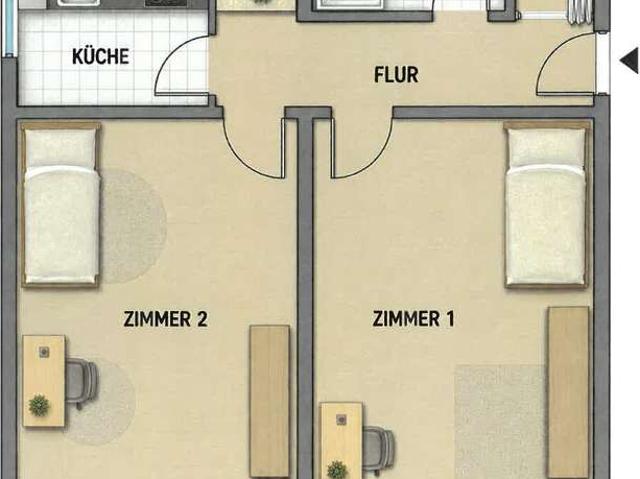 Attraktive Kapitalanlage: 2 Zimmer DG Wohnung mit Einbauküche, 2 Balkonen & TG Stellplatz
