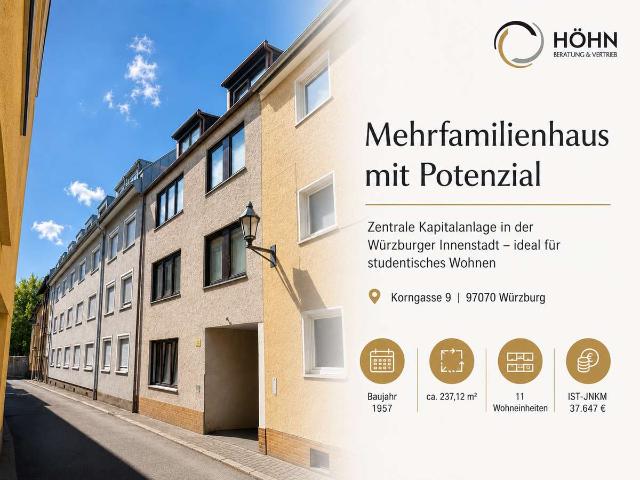 Attraktives Apartmenthaus mit 11 Wohneinheiten in bester Würzburger Innenstadtlage