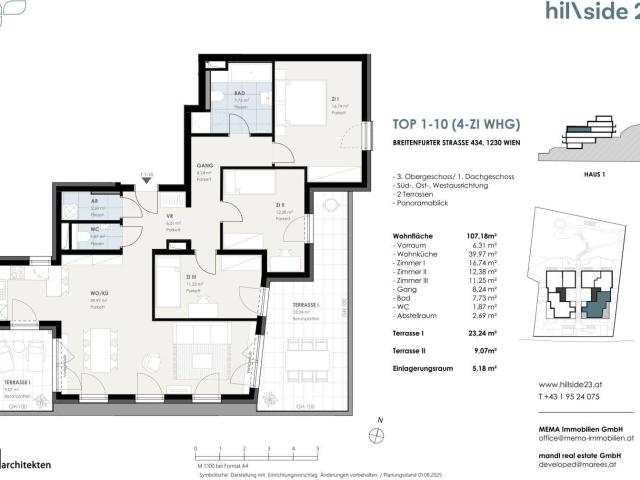 Außergewöhnliche 4 Zimmer Dachgeschosswohnung mit 2 Terrasse zu verkaufen!