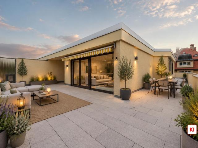 Außergewöhnliche Dachterrassenwohnung mit Kamin nahe dem Nymphenburger Schlosspark
