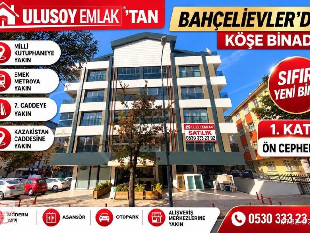 Bahçelievlerde Yeni Köşe Binada 3+1 Katta ÖnCephede Kombili Balkonlu