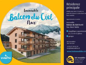 Balcon du Ciel in Nax – Hauptresidenzen von Studios bis zu 4 Zimmern, derzeit im Rahmen des Rahmens, mit Fertigstellung für den Winter 2026/2027 geplant